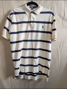 Ralph Lauren White Polo with Navy Stripes